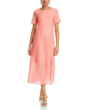 Shop Misook Burnout Knit Midi Dress In Ocean Coral