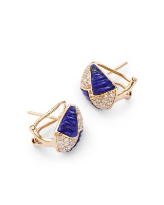 Lapis & Diamond Statement Earrings in 14K Yellow Gold