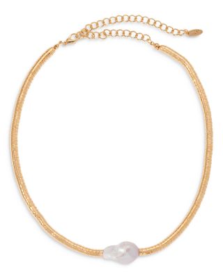 Freshwater Baroque Pearl Collar Necklace, 15-20"