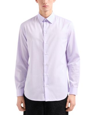 Emporio Armani - Cotton Tonal Windowpane Regular Fit Button Down Shirt