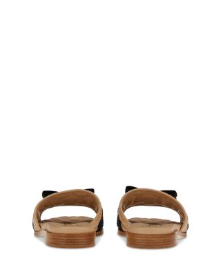 FERRAGAMO Women's Lovec Q Bow Accent Quilted Slide Sandals