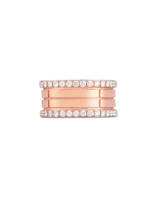 18K Rose Gold Portofino Diamond Border Four Row Ring