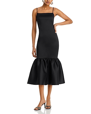 Shop Aqua Hollywood Spaghetti Strap Ruffled Hem Dress - 100% Exclusive In Black
