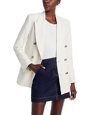 Shop Frame Double Breasted Blazer In Cream Multi