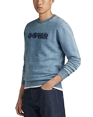 Shop G-star Raw Distressed Logo Sweatshirt In Sun Faded Blue