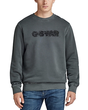 Shop G-star Raw Distressed Logo Sweatshirt In Dark Black