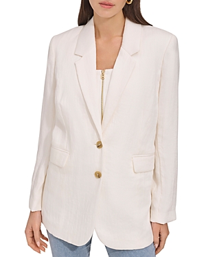 Dkny Womens Deep V 2 Button Closure Two-button Blazer In Egg Nog