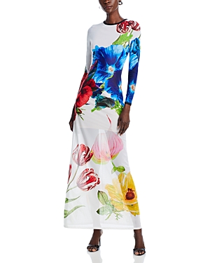 Shop Alice And Olivia Delora Long Sleeve Maxi Dress In Le Parisen
