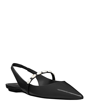 Stuart Weitzman Pearl Pointed Toe Ballerina Shoes In Black