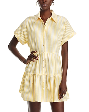 Aqua Stripe Mini Shirt Dress - 100% Exclusive In Yellow/white
