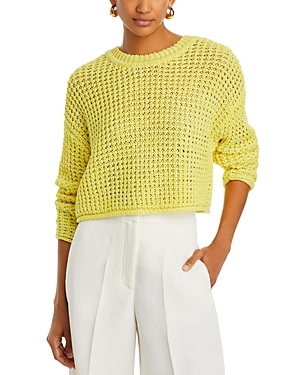 Aqua Waffle Knit Long Sleeve Sweater - 100% Exclusive In Lemon Lime