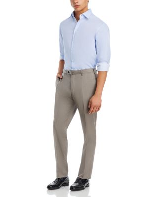 Slim Fit Flat Front Wool Trousers