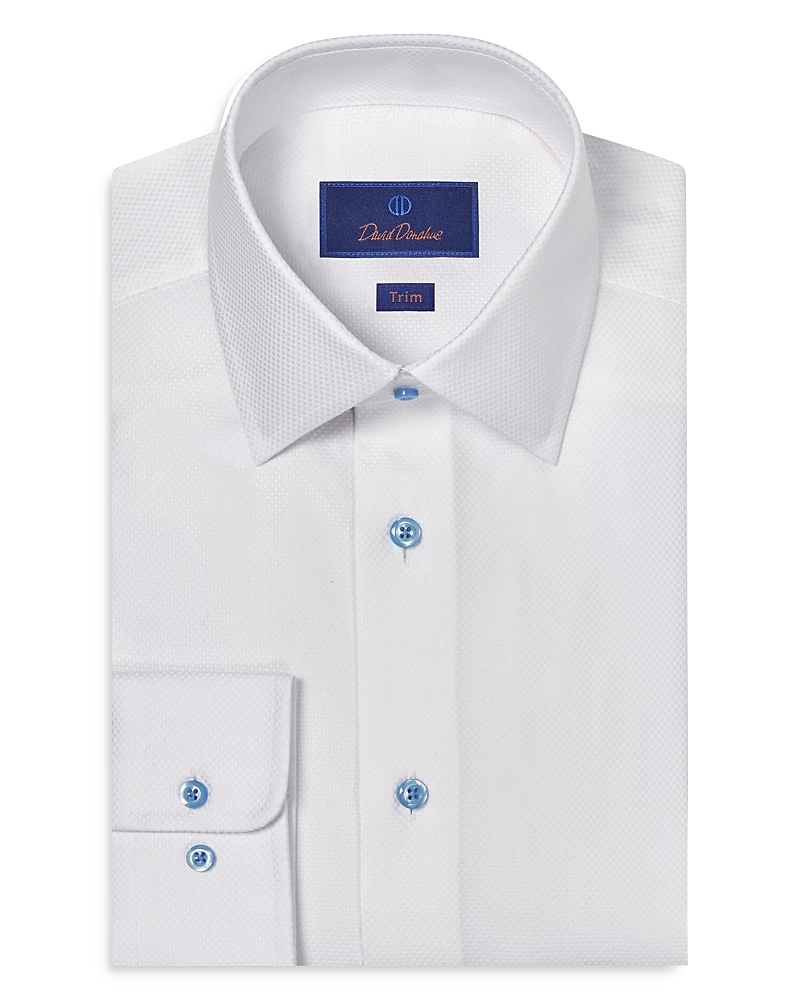 David Donahue Trim Fit Dobby Solid Dress Shirt