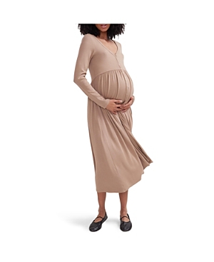 Shop Hatch Collection The Softest Rib Nursing Dress In Driftwood