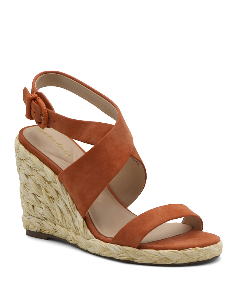 Charles David Women's Russell Ankle Strap Espadrille Wedge Sandals In Papaya