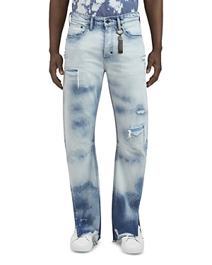 Hiroshima Relaxed Fit Distressed Jeans in Indigo Blue