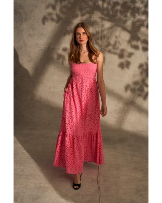 Scoop Neck Eyelet Maxi Dress