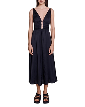 Maje Ryalana Plunge Neck Dress In Black