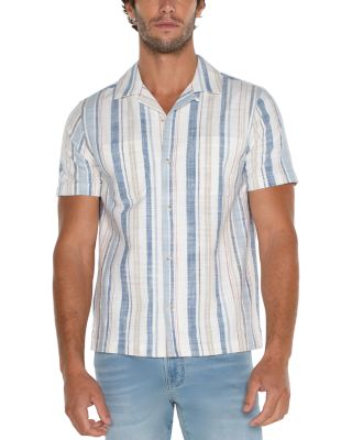 Liverpool Los Angeles Printed Short Sleeve Button Front Camp Shirt