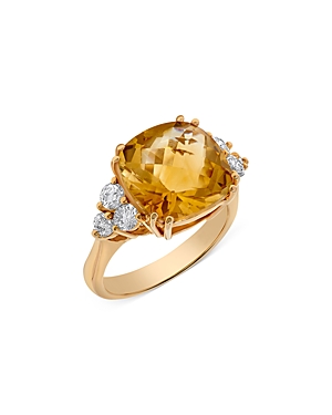 Bloomingdale's Citrine & Diamond Ring In 14k Yellow Gold In Orange