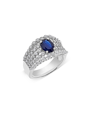 Bloomingdale's Blue Sapphire & Diamond Ring In 14k White Gold In Blue/white