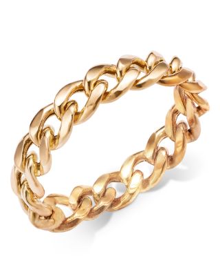 14K Yellow Gold Medium Hollow Curb Chain Ring