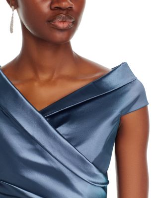 Ruched Cape Neck Gown