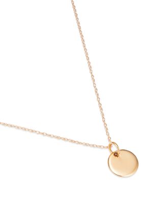 Mini Round Tag Pendant Necklace in 14K Yellow Gold, 18"