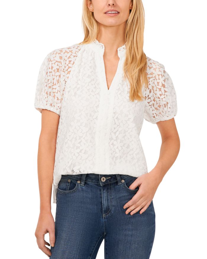 Lace Ruffled Neck Top