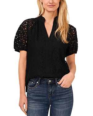 Cece Raglan Sleeve Lace Top In Rich Black