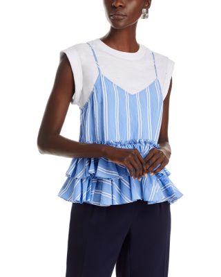 Cinq a Sept Samantha Seersucker Layered Look Top