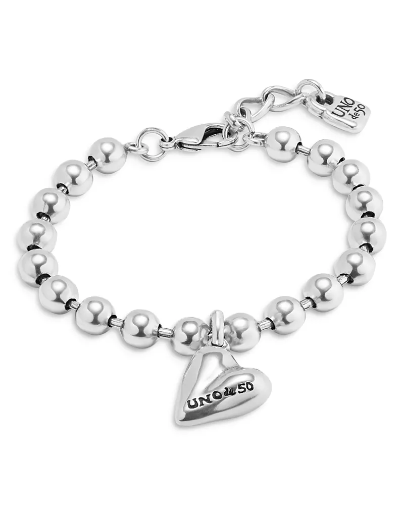 UNOde50 Sterling Silver-Plated Beaded Bracelet With A Heart Charm