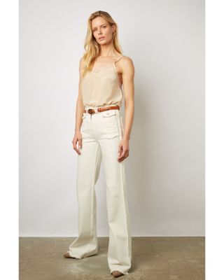 Raw Hem Jeans in Ecru