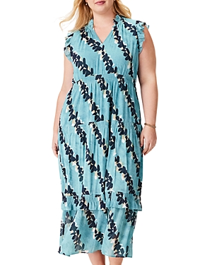 Shop Nic+zoe Plus Nic + Zoe Plus Rolling Reef Maxi Dress In Aqua Multi