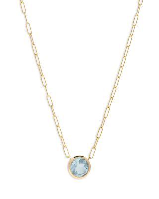 Bloomingdale's Fine Collection - Aquamarine Pendant Necklace in 14K Yellow Gold, 16" - Exclusive