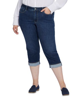 Nydj Plus Marilyn High Rise Cropped Straight Leg Cuffed Jeans in Rockie