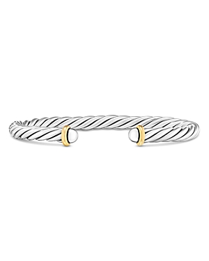 Men's Sterling Silver & 14K Yellow Gold Cable Flex Cuff Bracelet, 6mm