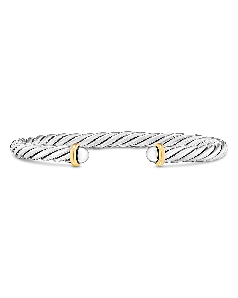 David Yurman Men's Cable Cuff Bracelet in Sterling Silver with 14K Yellow Gold, 6mm