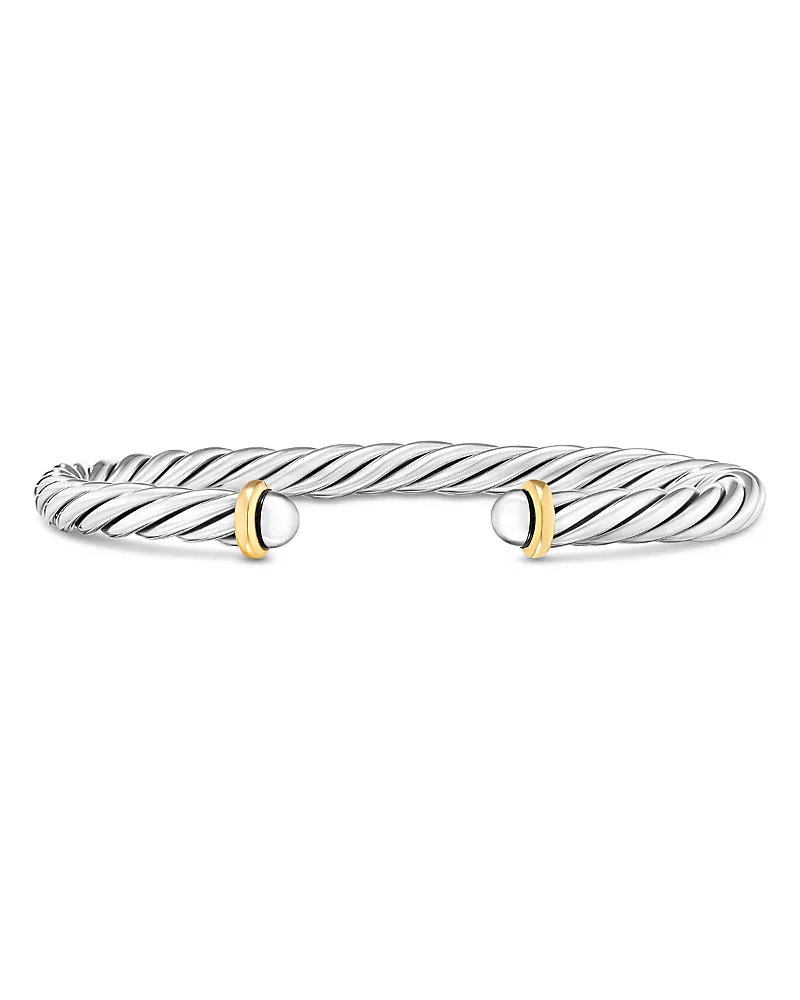 David Yurman Men's Cable Cuff Bracelet in Sterling Silver with 14K Yellow Gold, 6mm