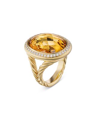 Albion&reg; Oval Ring in 18K Yellow Gold with Citrine and Diamonds, 21mm