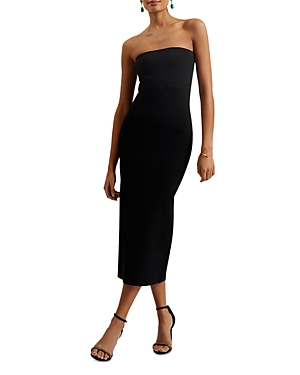Knitted Strapless Bodycon Midi Dress