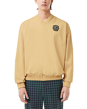 Shop Lacoste V-neck Logo Golf Sweatshirt In Ixq Croiss