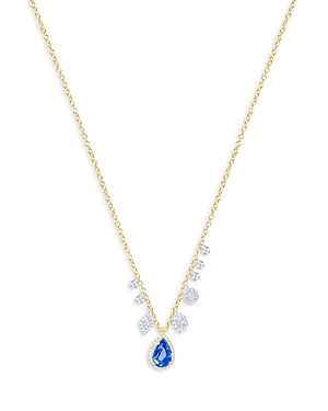14K White & Yellow Gold Blue Sapphire & Diamond Charms Necklace, 18