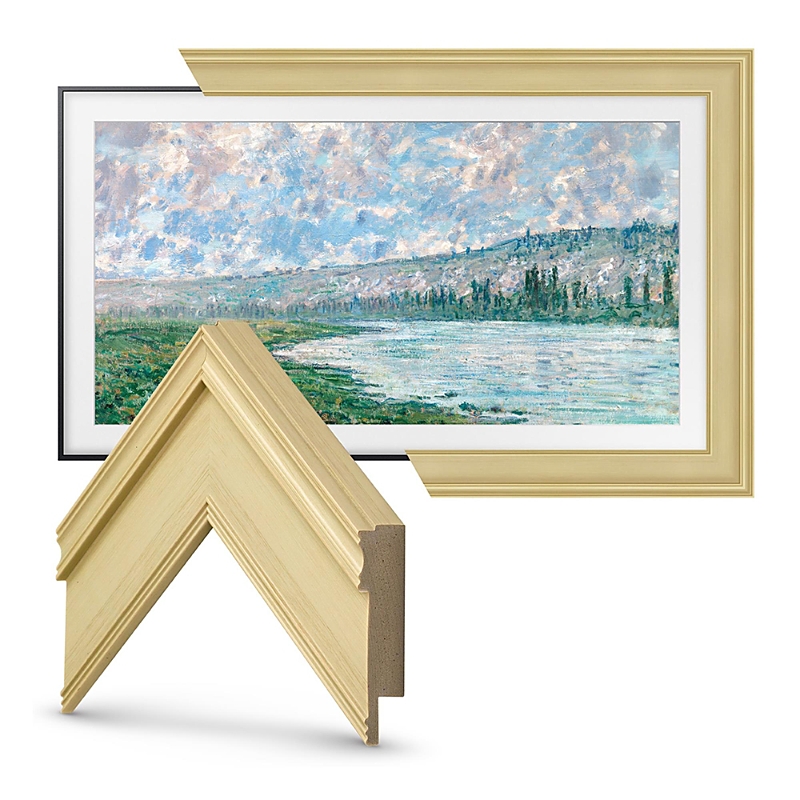Deco Tv Frames 55 Customizable Frame For Samsung The Frame Tv 2021-2024 In Antique White