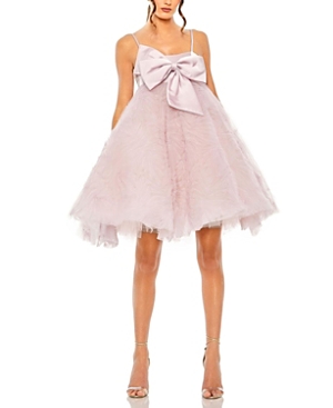 Mac Duggal Bow Front Tulle Mini Dress In Rose