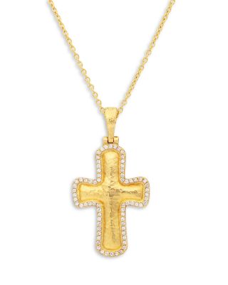 Gurhan 24K, 22K &amp; 18K Yellow Gold Cross Diamond Cross Pendant Necklace, 16-18
