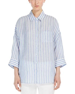 Weekend Max Mara Light Blue Linen Stripe Shirt | Bloomingdale's