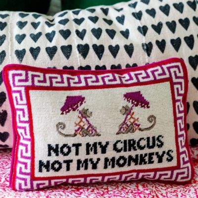 Not My Circus Needlepoint Decorative Throw Pillow