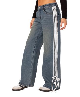 Washed Low Rise Ribbon Jeans