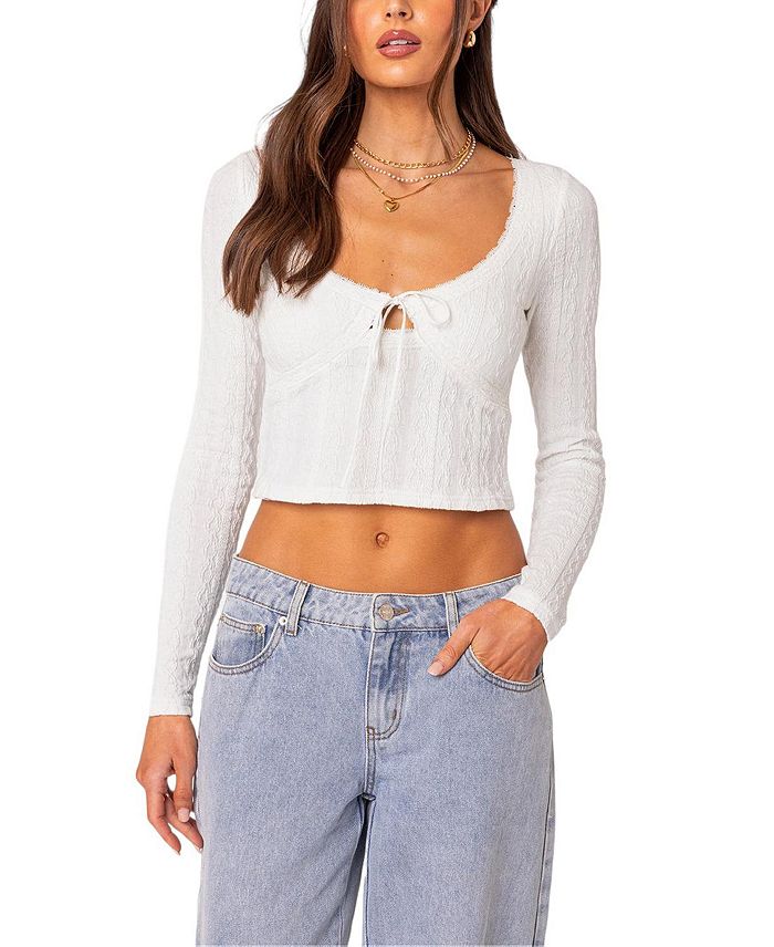Edikted Lorey Lacey Knit Top | Bloomingdale's